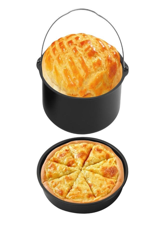 EMVANV 2pcs/set Air Fryer Accessories, Air Fryer Cake Barrel, Air Fryer Cake Pan, Steel Round Cake Cans Pizza Pan Deep Fryer Accessories Set for Gourmia, Baking Cake Barrel for Home - Image 1