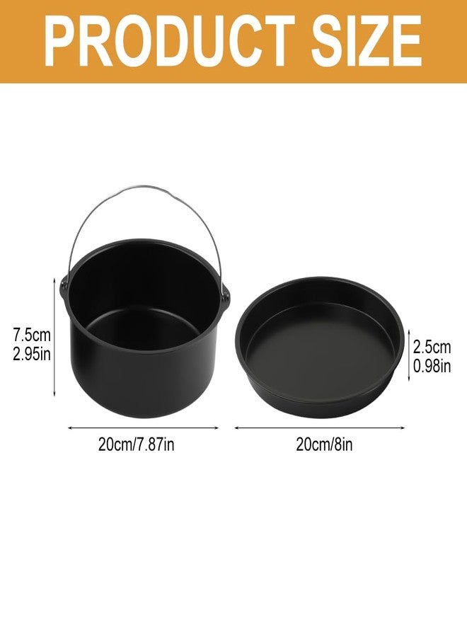 EMVANV 2pcs/set Air Fryer Accessories, Air Fryer Cake Barrel, Air Fryer Cake Pan, Steel Round Cake Cans Pizza Pan Deep Fryer Accessories Set for Gourmia, Baking Cake Barrel for Home - Image 2