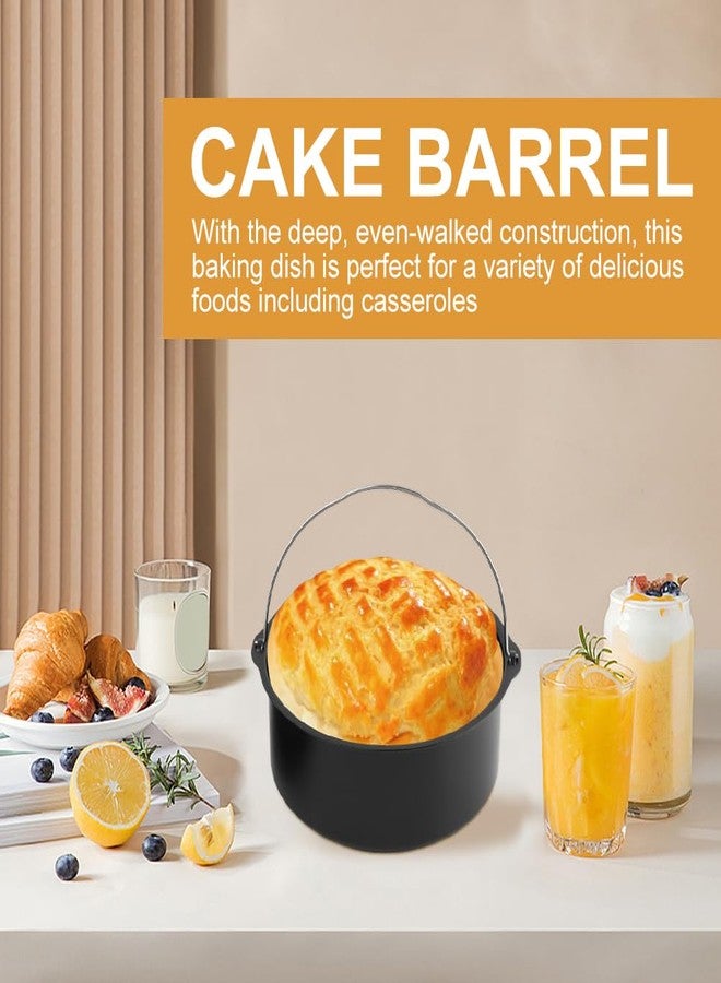 EMVANV 2pcs/set Air Fryer Accessories, Air Fryer Cake Barrel, Air Fryer Cake Pan, Steel Round Cake Cans Pizza Pan Deep Fryer Accessories Set for Gourmia, Baking Cake Barrel for Home - Image 4