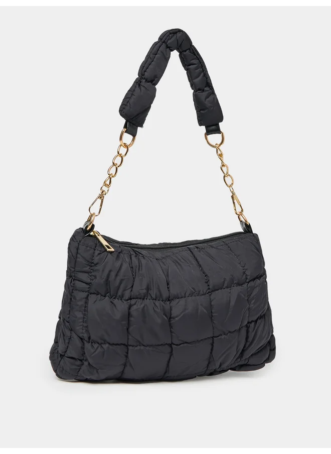 ستايلي Styli  Quilted Shoulder Bag with Detachable Strap and Zip Closure