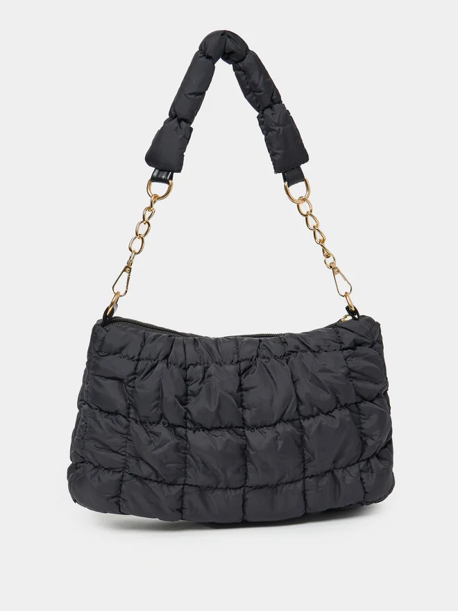 Styli Styli  Quilted Shoulder Bag with Detachable Strap and Zip Closure