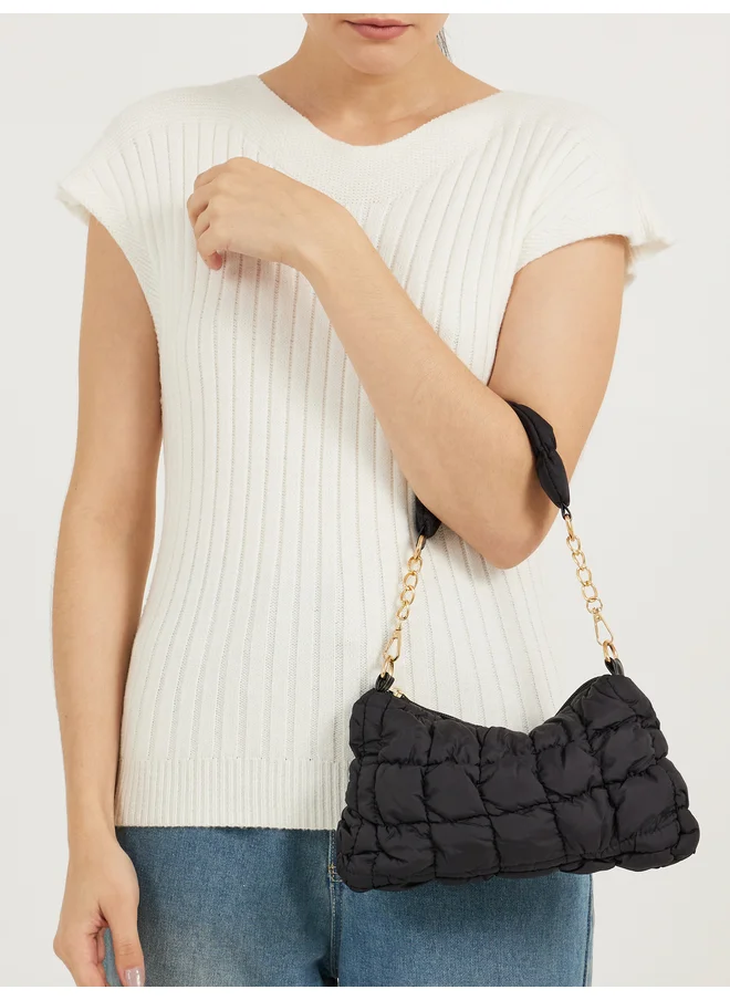ستايلي Styli  Quilted Shoulder Bag with Detachable Strap and Zip Closure