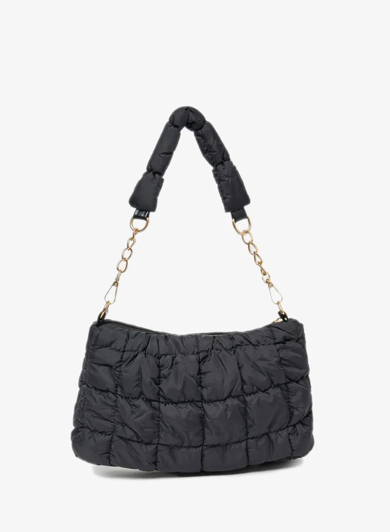 Styli Styli  Quilted Shoulder Bag with Detachable Strap and Zip Closure