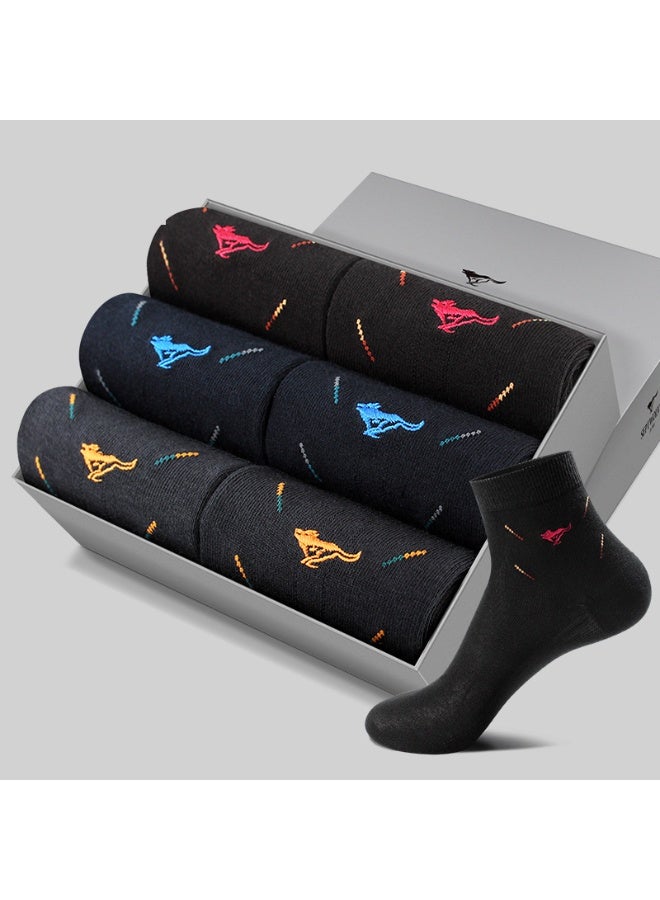 سيبتولفز جوارب رجالية من القطن الممشط، رقيقة، مزيلة للروائح، تمتص العرق، قابلة للتنفس، جوارب رجالية من القطن بلون واحد، 7a مضادة للبكتيريا، جوارب متوسطة الأنبوب كاجوال وعصرية (6 أزواج) - Image 3