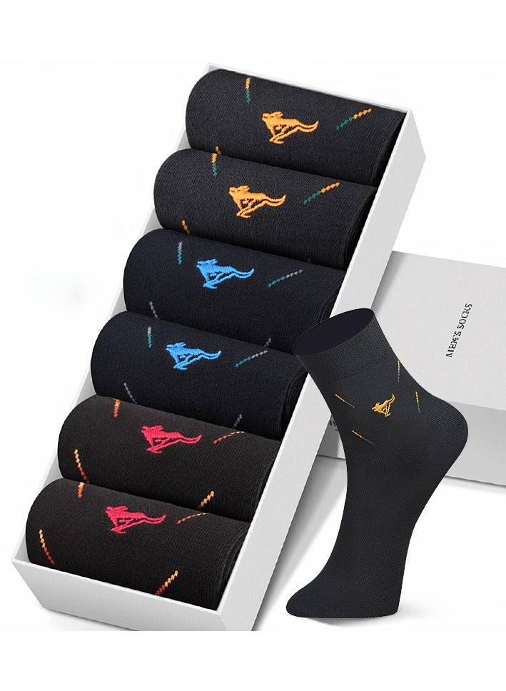 سيبتولفز جوارب رجالية من القطن الممشط، رقيقة، مزيلة للروائح، تمتص العرق، قابلة للتنفس، جوارب رجالية من القطن بلون واحد، 7a مضادة للبكتيريا، جوارب متوسطة الأنبوب كاجوال وعصرية (6 أزواج) - Image 4