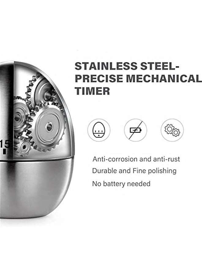 Kitchen Egg Timers for Boiling Eggs Mechanical Kitchen Timer Rotating Alarm with 60 Minutes Stainless Steel Visual Countdow Waterproof Timer for Cooking Exercise Learning Cosmetic Applications Bakin
