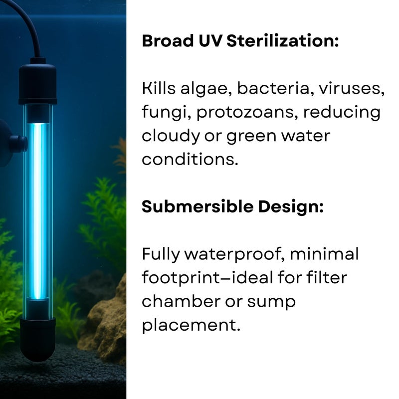 TUNAI S0B0 UVC-9W Submersible UV Lamp for Aquarium Fish Tank | Water Clarity | Algae Removal | Energy Efficient | (Original from Store) - Image 3