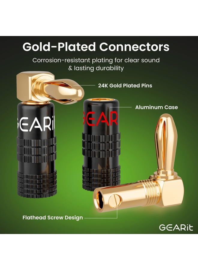 GearIT Right Angle Banana Plugs for Speaker Wire (6 Pairs, 12 Pieces), 90 Degree Pin Plug Type, (Non Conductive Coating) Spring Clips Speaker Banana Jack Terminals (Support 12 AWG to 20 AWG Wires) - Image 2