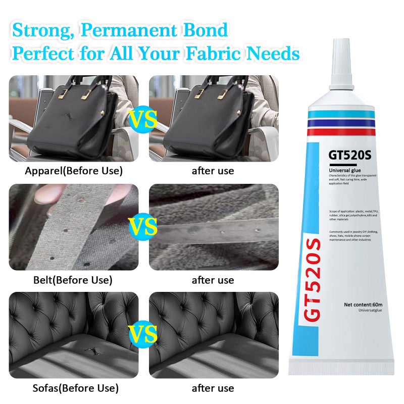 4oz Leather Glue Adhesive, Clear Waterproof Glue for Purses, Car Seats, Fabrics, Vinyl, and Sofas, Strong Adhesive for Leathercraft and Upholstery, Durable and Versatile (60ml) - Image 2