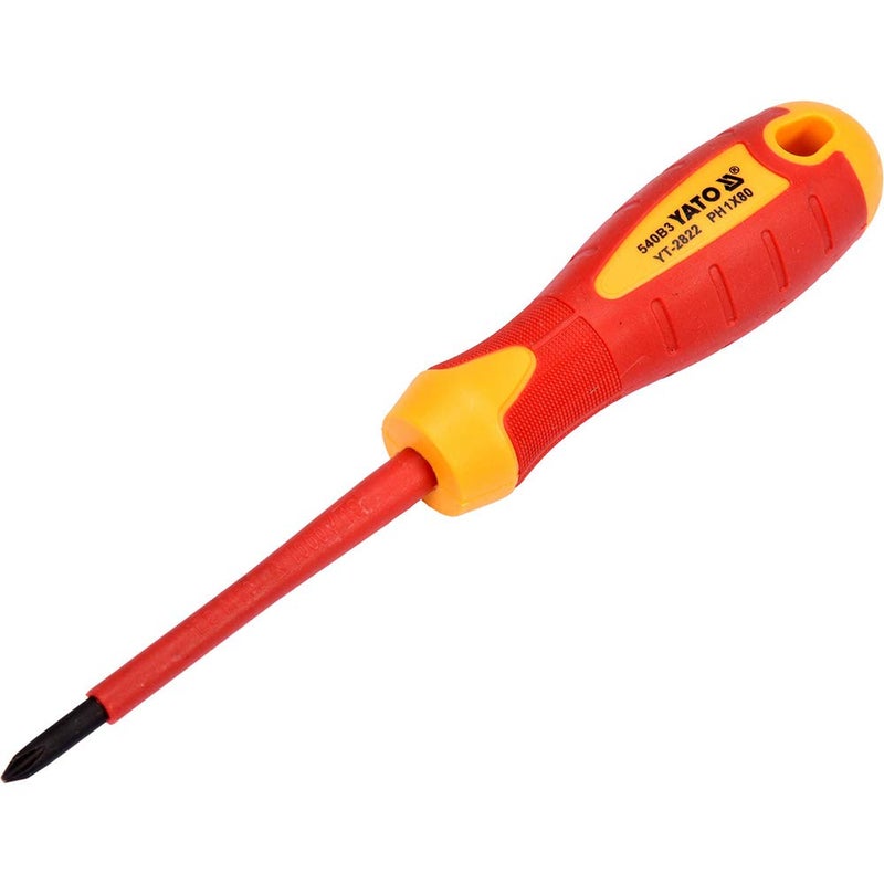 Yato Yato YT-2822 PH1 X 80 mm Screwdriver with 1000V Insulation VDE certified |Screw driver Set for Home|Screw Driver Kit|Industrial Tools|Furniture Tool|Hand Tool|Torx Screwdriver Kit|Carpenter tools, Multicolor - Image 2