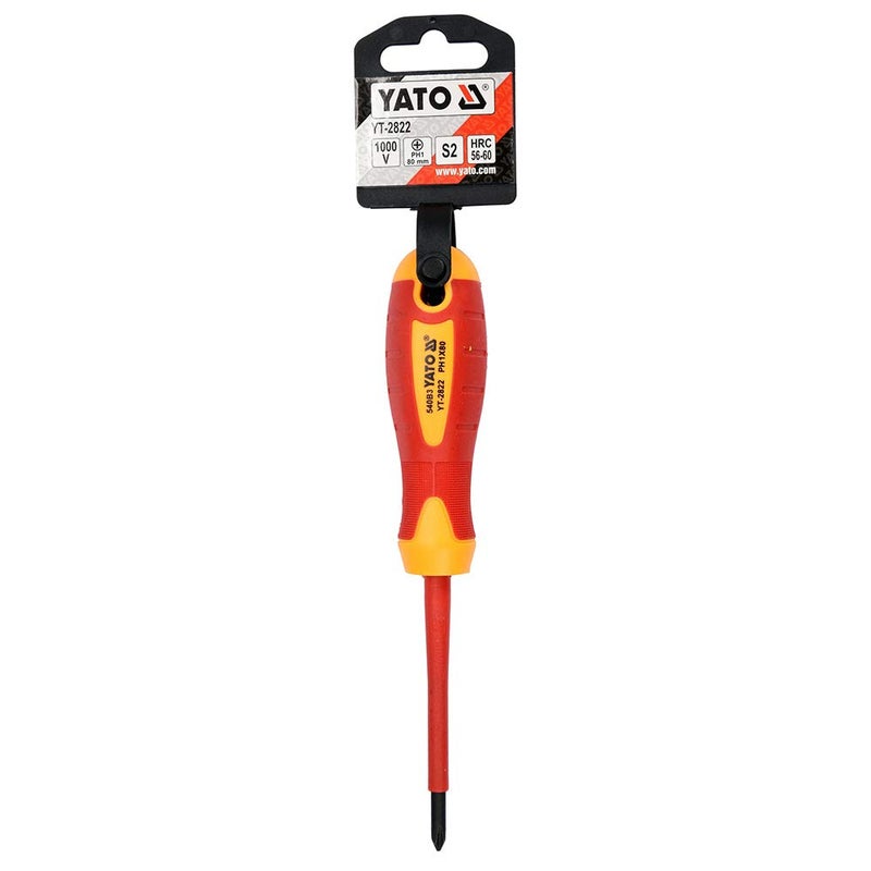 Yato Yato YT-2822 PH1 X 80 mm Screwdriver with 1000V Insulation VDE certified |Screw driver Set for Home|Screw Driver Kit|Industrial Tools|Furniture Tool|Hand Tool|Torx Screwdriver Kit|Carpenter tools, Multicolor - Image 3