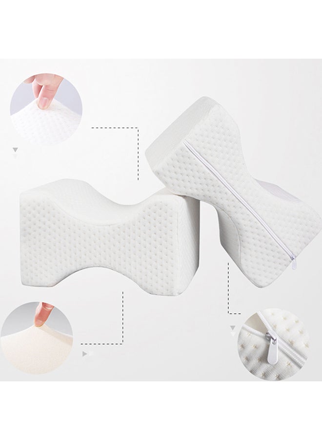 Memory Foam Knee Leg Pillow Cotton White 25x20x20centimeter  - Image 3