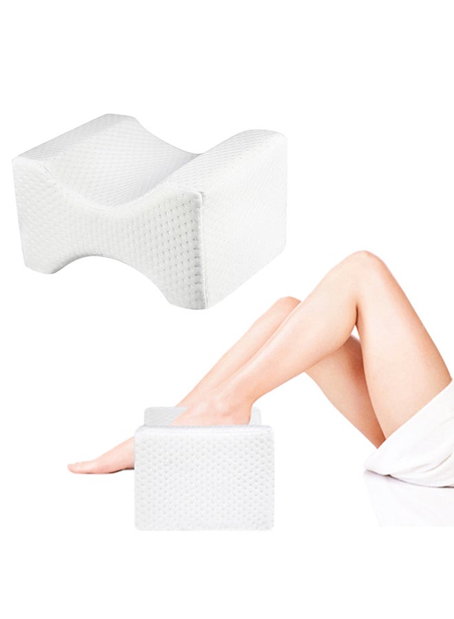 Memory Foam Knee Leg Pillow Cotton White 25x20x20centimeter  - Image 4