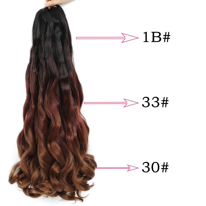 conrora French Curly Braiding Hair 24 Inch 8 Packs - Pre Stretched Bouncy Braiding Hair- Loose Wavy Synthetic Hair Extensions For Black Women (24 inch 8 packs 1B/33/30) - Image 3