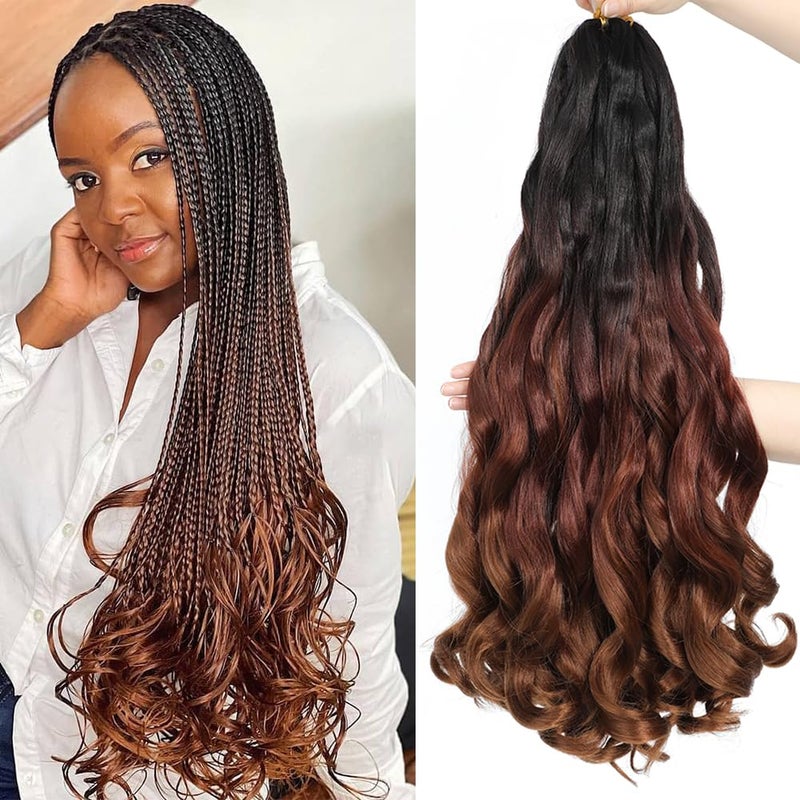 conrora French Curly Braiding Hair 24 Inch 8 Packs - Pre Stretched Bouncy Braiding Hair- Loose Wavy Synthetic Hair Extensions For Black Women (24 inch 8 packs 1B/33/30) - Image 1