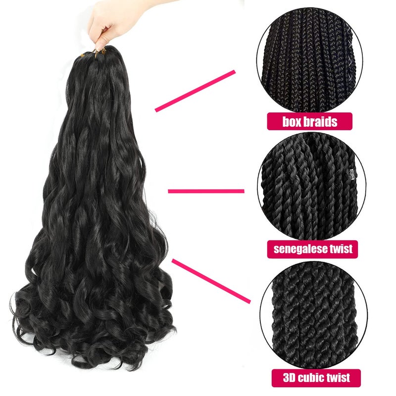 conrora French Curly Braiding Hair 24 Inch 8 Packs - Pre Stretched Bouncy Braiding Hair- Loose Wavy Synthetic Hair Extensions For Black Women (24 inch 8 packs 1B/33/30) - Image 4