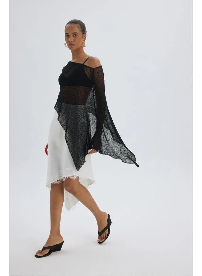 Bohemai  Lina Lace Detail White Satin Skirt. for Women | Best Price UAE