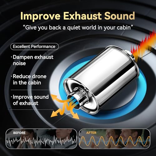 HILMITILE Resonator, 2.5'' Inlet & Outlet Ultra Quiet Resonator, 304 Stainless Steel Performance Exhaust Muffler - Image 3