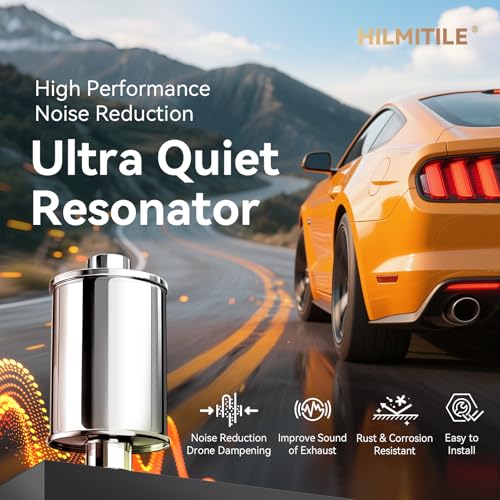 HILMITILE Resonator, 2.5'' Inlet & Outlet Ultra Quiet Resonator, 304 Stainless Steel Performance Exhaust Muffler - Image 2