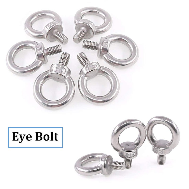 Glarks 36Pcs 304 Stainless Steel M8 Male Thread Machinery Shoulder Lifting Ring Eye Bolt with Lock Nuts/Lock Washers/Flat Washers Set - Image 4