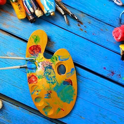 ArtRight Wooden Painting Palette - 36x21cm Handmade Paint Palette with Thumb Hole for Acrylic, Oil, Gouache Watercolor Painting - for Professional Artists, Art Enthusiasts & Kids - Image 3