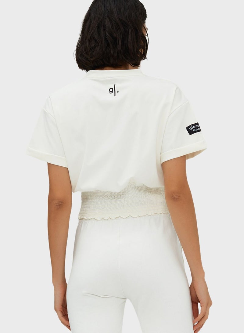 Glossy Lounge Logo Crew Neck Crop Top  - Image 2