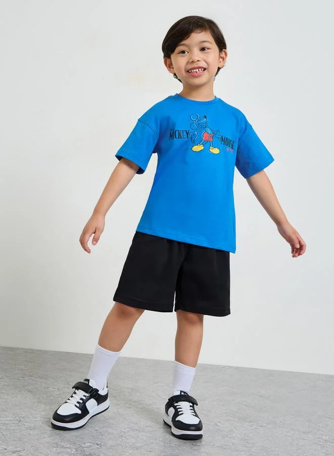Styli Boys Blue Oversized Mickey Mouse Print T-Shirt