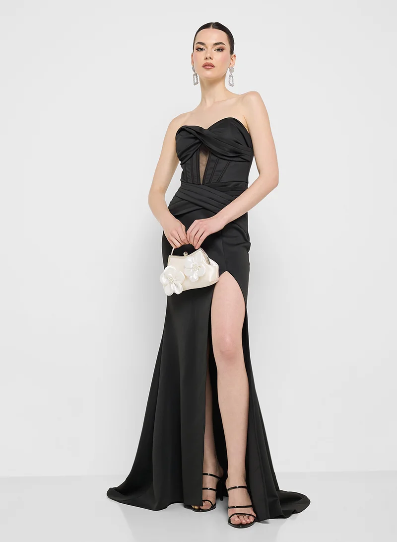 Ginger Boutique Strapless Slit Gown Dress