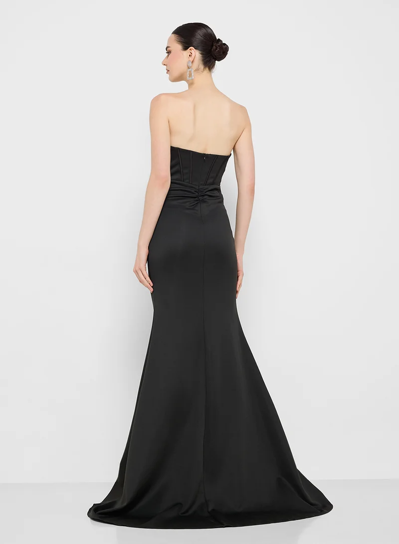 Ginger Boutique Strapless Slit Gown Dress