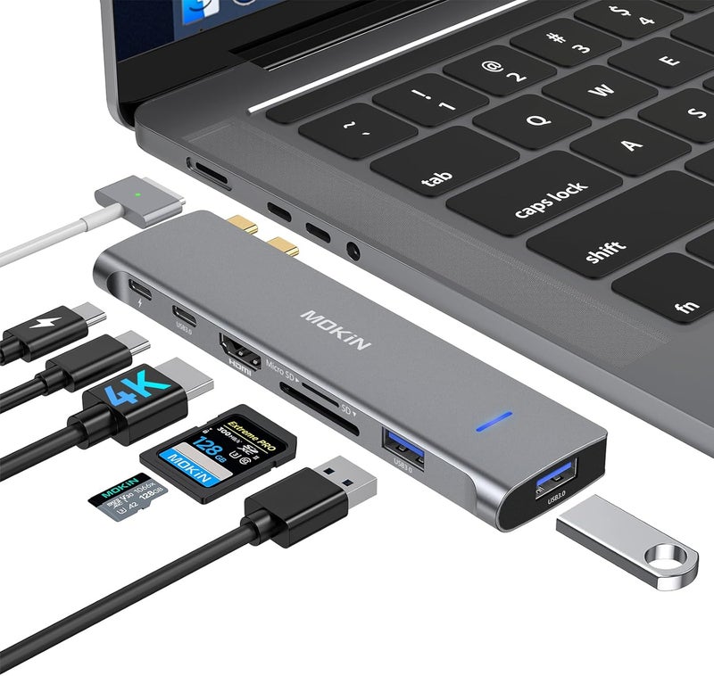 Mokin USB C Adapter for MacBook Pro 2022 2021 2020, MacBook Pro USB Adapter, 7 in 2 MacBook Air Accessories for MacBook Air/Pro M1M2, Mac Dongle with 4K HDMI, 2 USB 3.0, TF/SD, USB-C 100W and Thunderbolt 3 - Image 1