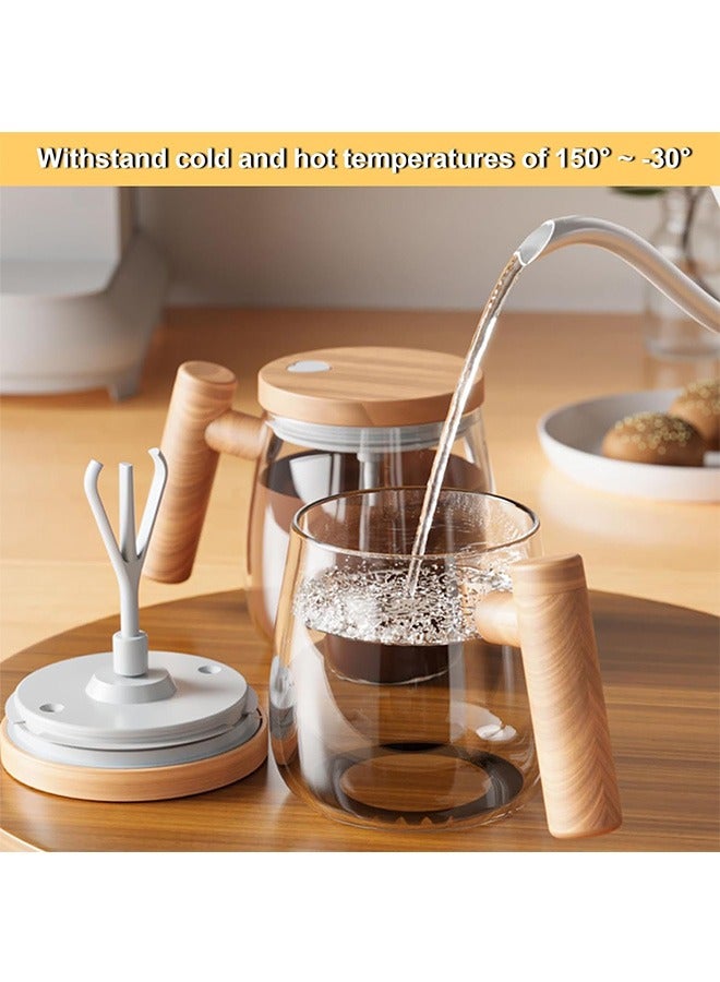 لينند كوب قهوة ذاتي التحريك مع غطاء، كوب خلط كهربائي 400 مل، كوب قهوة ذاتي التحريك، كوب قهوة من زجاج بوروسيليكات عالي، كوب دوار للمكتب المنزلي، مناسب لمسحوق القهوة/الحليب/البروتين - Image 5