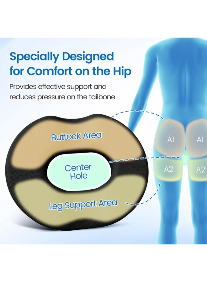Orthopedic Donut Pillow, Hemorrhoid Tailbone Pad, Sacral Chair Pillow, Relieving Postpartum Sciatic Nerve Problems During Pregnancy Pain (Velvet Black) - Image 5
