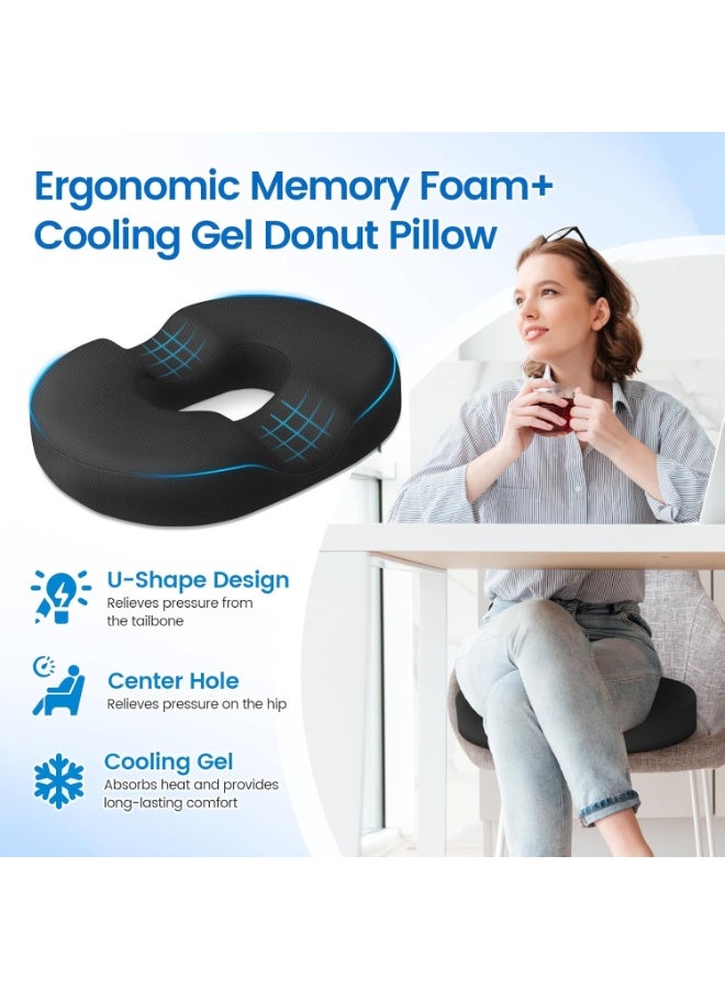 Orthopedic Donut Pillow, Hemorrhoid Tailbone Pad, Sacral Chair Pillow, Relieving Postpartum Sciatic Nerve Problems During Pregnancy Pain (Velvet Black) - Image 2