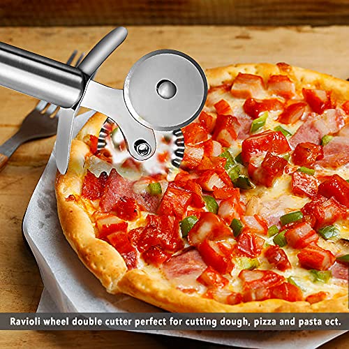 Worldity Ravioli Dumpling Mold, Food Grade Safe Dumplings Maker, Russian Pelmeni Maker with 37 Holes Double, Pastry Ravioli Wheel Cutter and Roller Pin for Making Dumplings Ravioli - Image 5