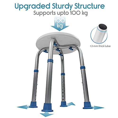 KosmoCare Premium Imported Shower Stool | Height Adjustable, Tool-Free Assembly Shower Chair with Anti-Slip Rubber Tips for Safety of Seniors & Elderly - Image 5
