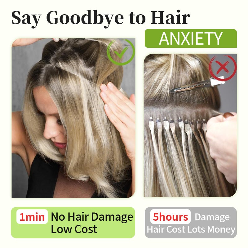 KooKaStyle Invisible Wire Hair Extensions with Transparent Headband Adjustable Size 4 Secure Clips Long Wavy Secret Wire Hairpiece 9H60A#Ash Brown/Platinum Blonde 20 Inch for Women - Image 4