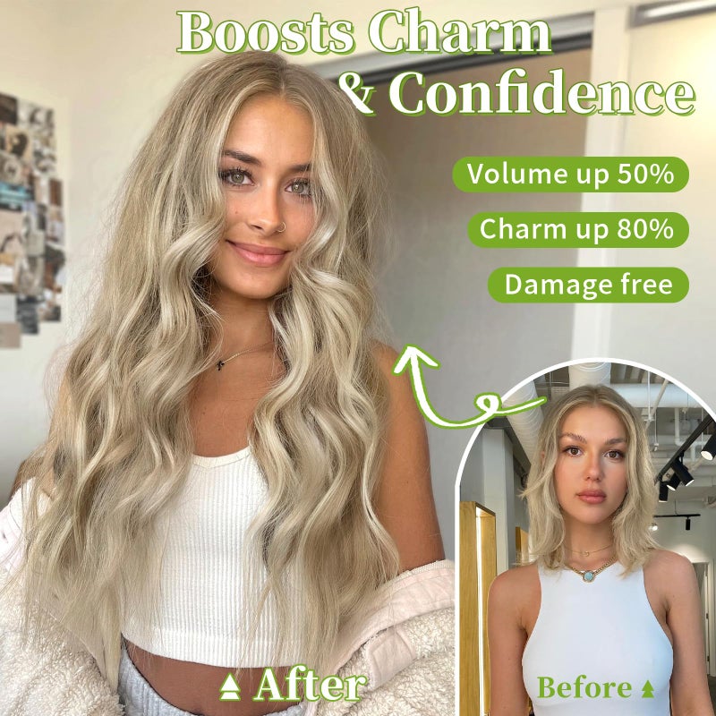 KooKaStyle Invisible Wire Hair Extensions with Transparent Headband Adjustable Size 4 Secure Clips Long Wavy Secret Wire Hairpiece 9H60A#Ash Brown/Platinum Blonde 20 Inch for Women - Image 3