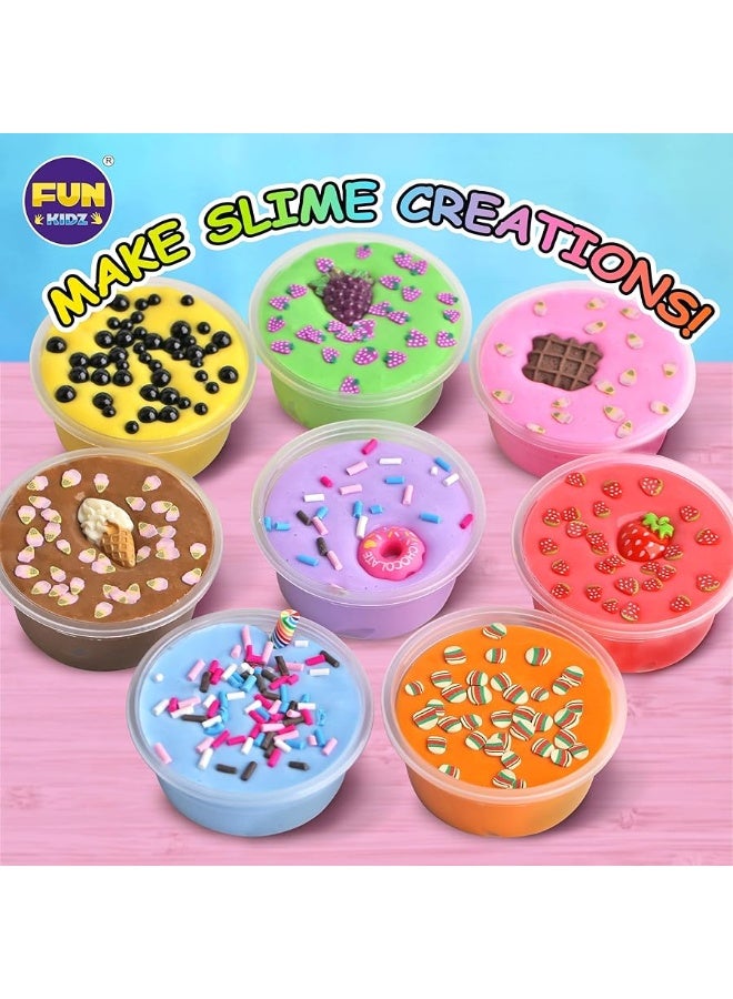 FUN KIDZ دلو سلايم زبدة حليبي 4 رطل هدية للفتيات، FunKidz 64 أونصة سائلة عملاقة سلايم أبيض ناعم جاهز برائحة مع 29 إضافة متنوعة هدية عيد ميلاد مثالية للأطفال من عمر 6 سنوات فما فوق - Image 1