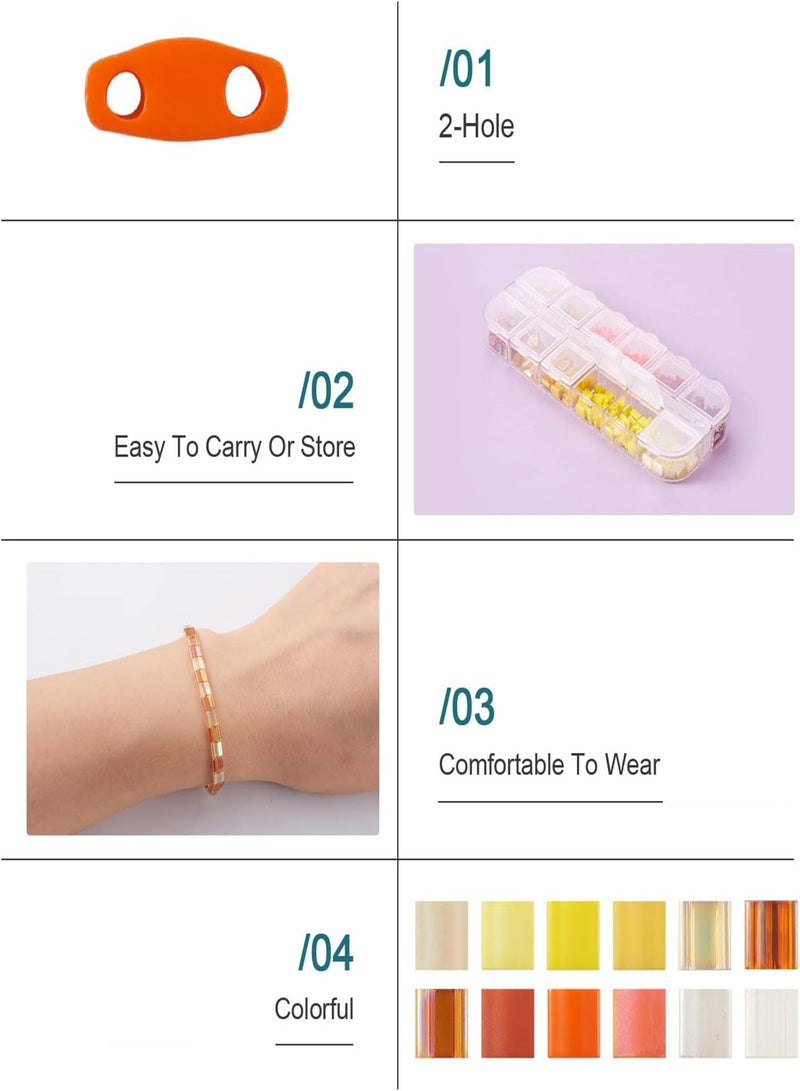 GGOOT Pandahall 336pcs Glass Tila Beads 12 Colors 2-Hole Square 5mm Seed Beads for DIY Bracelets Pendants Necklaces Earrings Making(Yellow)  - Image 5