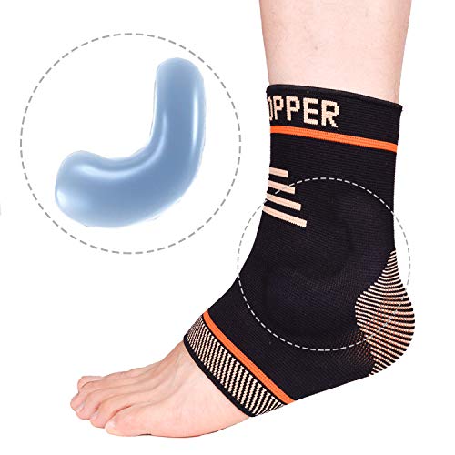 THX4COPPER Infused Compression Ankle Brace,Silicone Ankle Sleeve Support, Pain Relief from Plantar Fasciitis, Achilles Tendonitis- Reduce Foot Swelling&Prevent Ankle Injuries - (Single) - Image 1