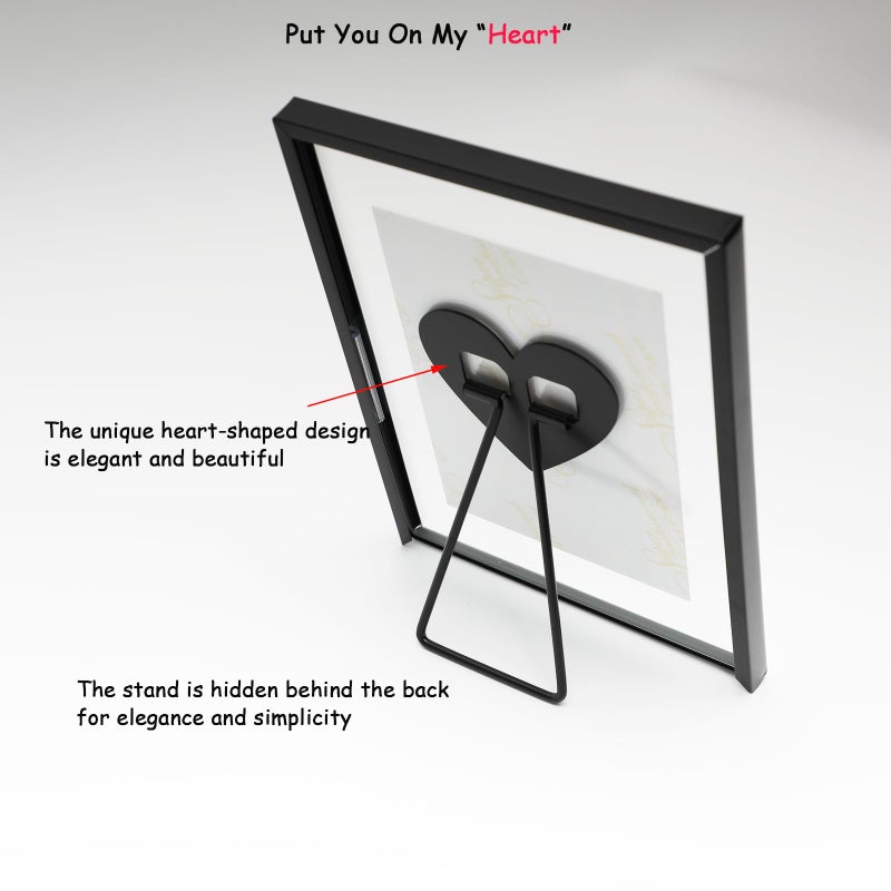 أهاجو Ahago Black Floating Frame (4 "" x6 "" مجموعة رأسية 2) مع Heart Stand For Picture 3x5 2x3 1x2 Modern Minimalist Style Frames Mift For Festival Home أو Wedding - Image 3