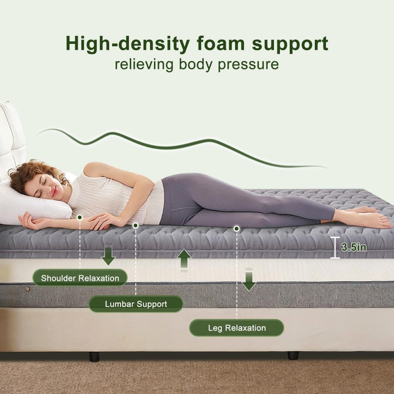 OSSERTSbearY Premium Foam King Mattress Topper,Firm Mattress Topper for Back Pain,Provide Lasting Support,Thicken Bed Topper,Premium Gray(80Ã—78Inches) - Image 4