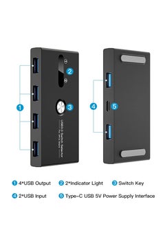 KASTWAVE KVM Switcher 4 Port USB Peripheral Switcher Box Hub for Mouse Keyboard Scanner Printer Laptop with one-Button Switch and 2 PCS USB 3.0 Cable  - Image 5