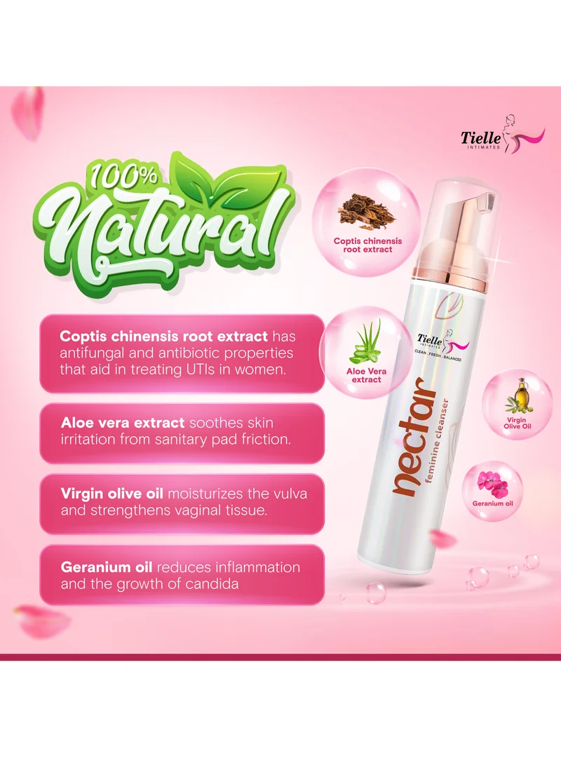Tielle INTIMATES Tielle Nectar Premium Intimate Hygiene Wash|All Natural ingredients|Prevents bacterial and yeast overgrowth|Balances pH|relief from itch and odour