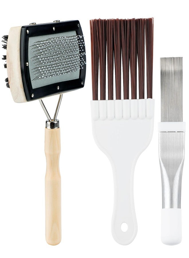 rolyta 3Pcs Air Conditioner Condenser Fin Cleaning Brush Set, Stainless Steel Ac Fin Comb, Ac Coil Cleaner Brush for Mini Split, Refrigerator Coils, Evaporator - Image 1