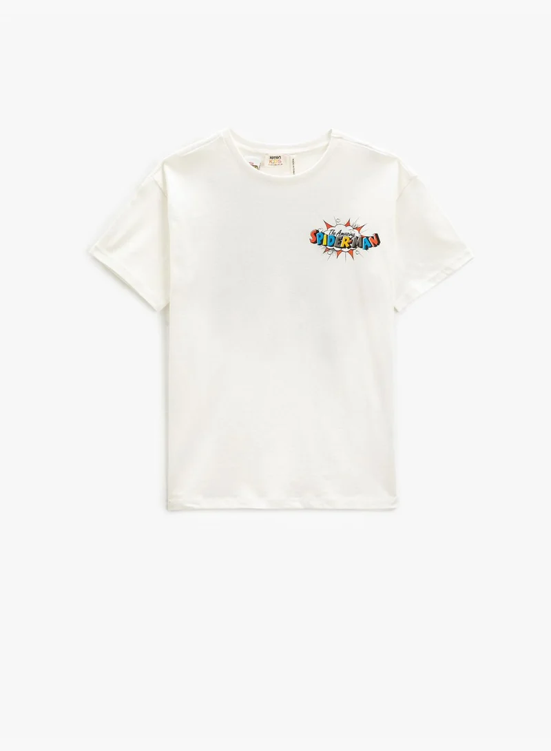 كوتون Spiderman T-Shirt Back Printed Licensed Short Sleeve