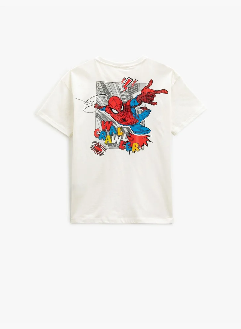كوتون Spiderman T-Shirt Back Printed Licensed Short Sleeve