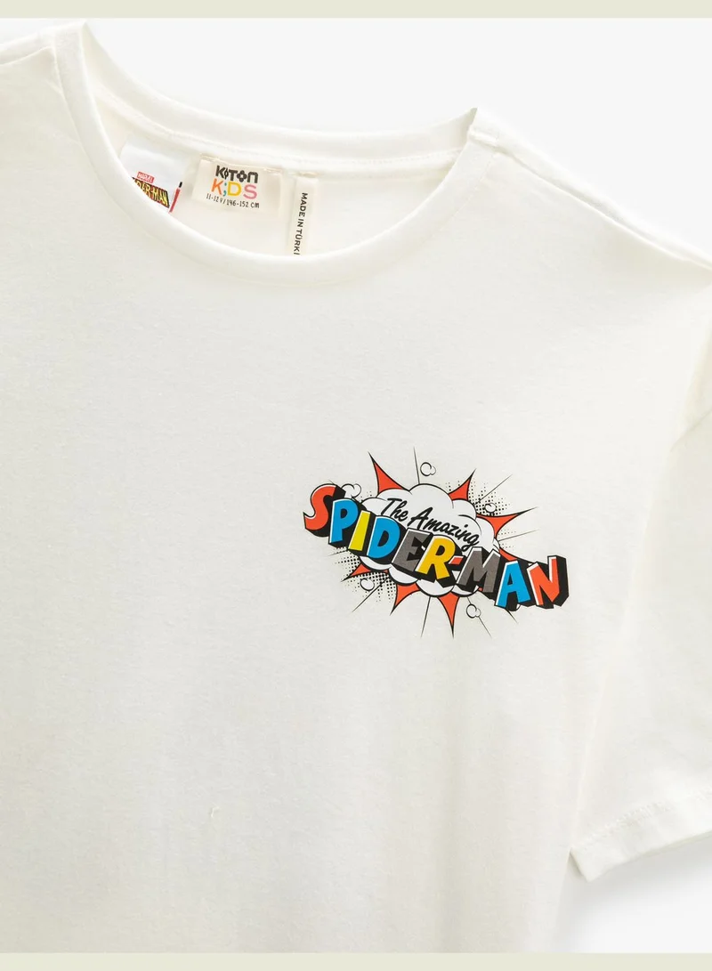 كوتون Spiderman T-Shirt Back Printed Licensed Short Sleeve