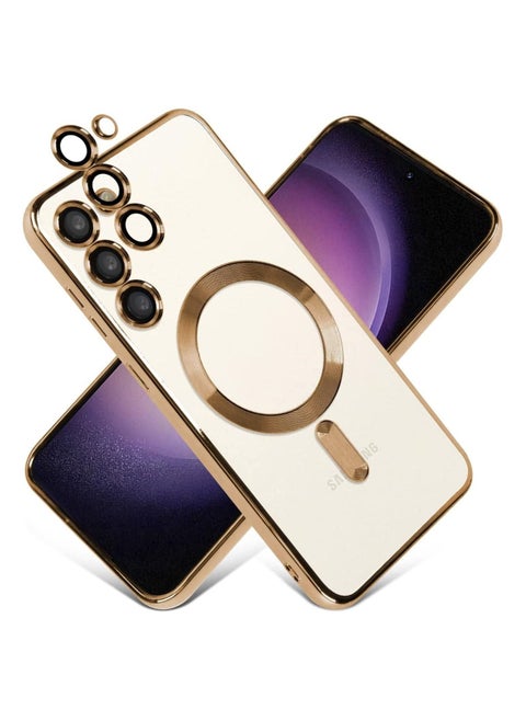 Magnetic Clear Case for Samsung Galaxy S23 Plus with Camera Lens Protector Magsafe Compatible Electroplated Soft TPU Shockproof Anti-Scratch Phone Case
