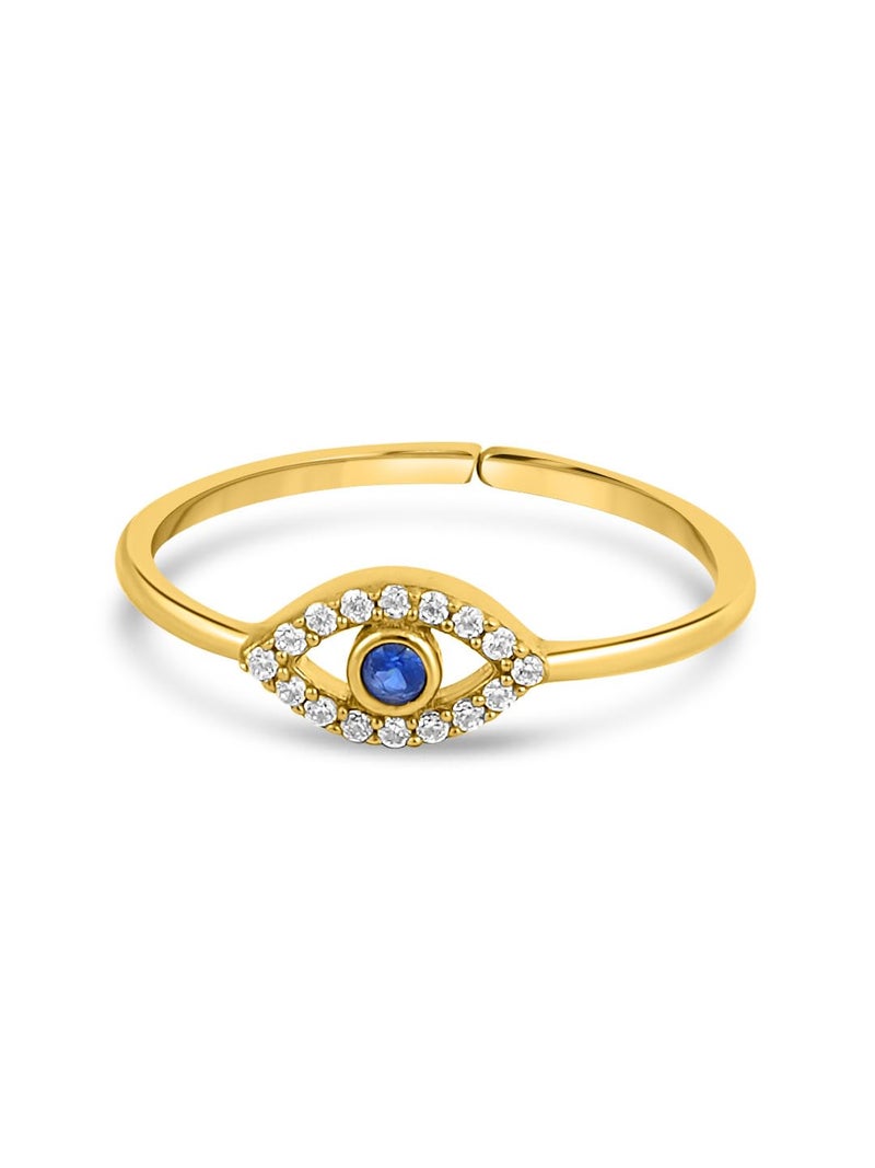 ZAVYA 925 Sterling Silver Evil Eye Gold Plated Ring | Gifts For Women And Girls | With Certificate of Authenticity and 925 Hallmark - Image 1
